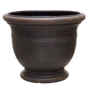 Jean Pierre Large 19 in. x 14.5 in. 30.66 Qt. Brownstone Resin Composite Outdoor Planter