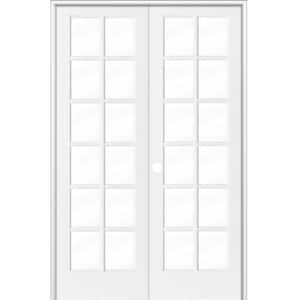 60 in. x 96 in. Craftsman Shaker 12-Lite Right Handed MDF Solid Core Double Prehung French Door