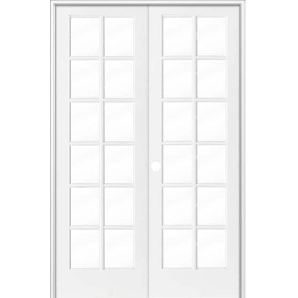 Krosswood Doors 60 in. x 96 in. Craftsman Shaker 12-Lite Right Handed MDF Solid Core Double Prehung French Door