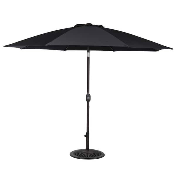 Wildaven 10 ft. Market Outdoor Patio Umbrella Table with Push Button Tilt in Black