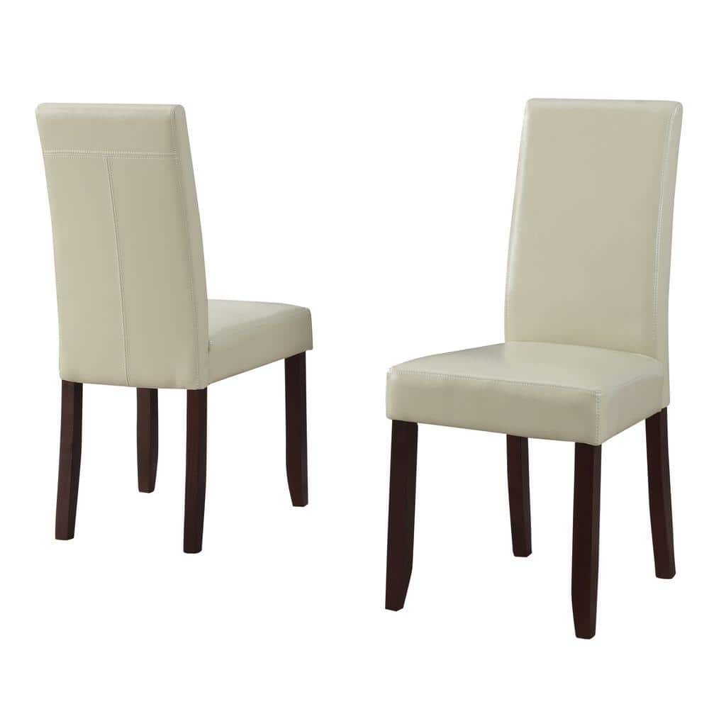 Off-White Faux Leather Upholstered Parsons Dining Chair Set