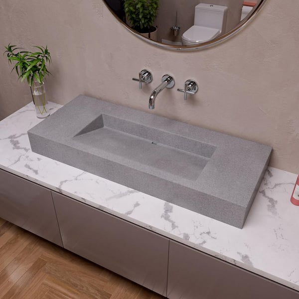 ALFI BRAND 48 in . Rectangular Gray Concrete Vessel or Wall Mount Bathroom Sink