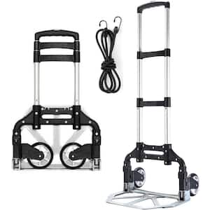 Foldable Luggage Cart with Wheels, Lightweight Aluminum Portable Collapsible Trolly, for Moving Travel Shopping Airport
