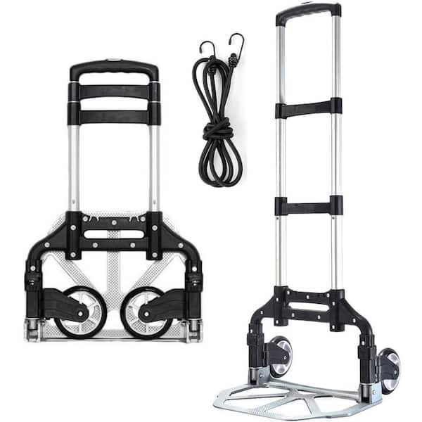 Foldable Luggage Cart with Wheels, Lightweight Aluminum Portable Collapsible Trolly, for Moving Travel Shopping Airport