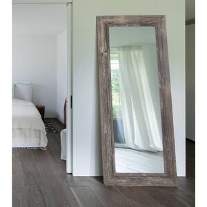 Coastal 41.5 in. x 82.5 in. Rustic Rectangle Framed Gray Full-Length Decorative Mirror