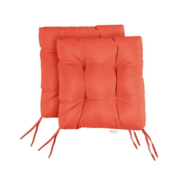 SORRA HOME Sunbrella Canvas Melon Tufted Chair Cushion Square Back 16 x 16 x 3 (Set of 2)