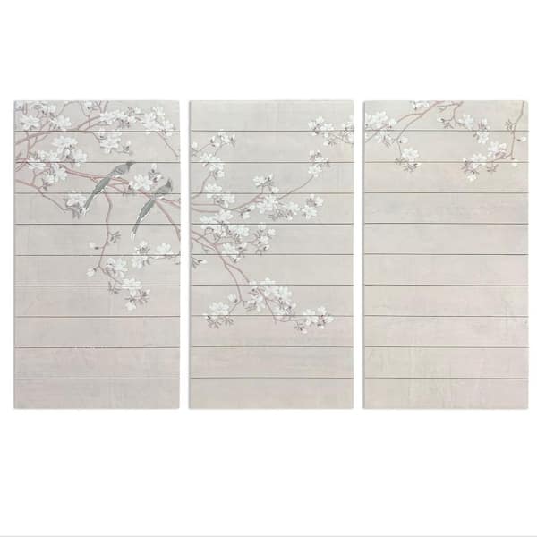 Unbranded "Birds and Blossoms Triptych" by Gallery 57 Unframed Giclee Nature Art Print 30 in. x 48 in.
