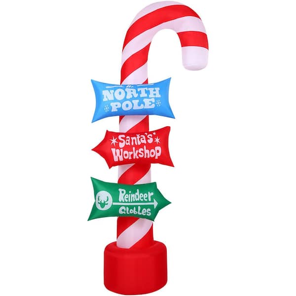Fraser Hill Farm 8 ft. x 2.5 ft. Prelit LED Directional Sign Christmas Inflatable
