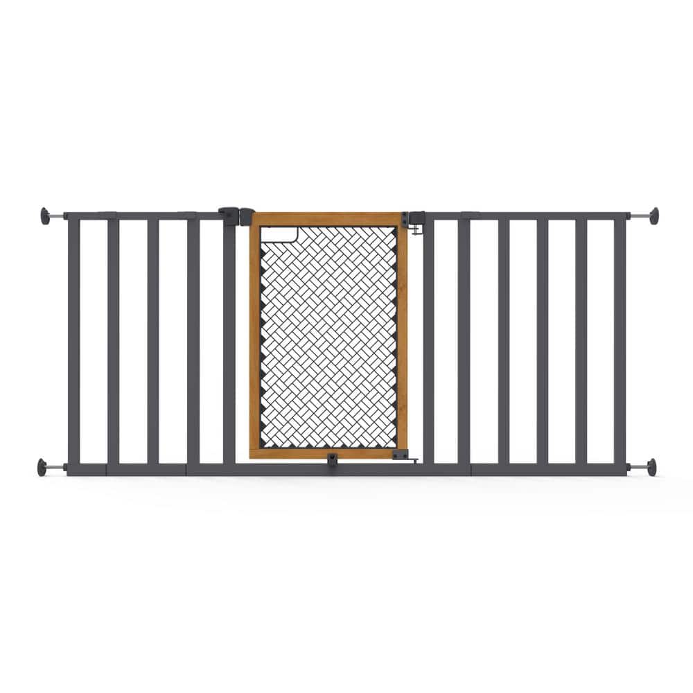 Honey Oak and Metal Extra Wide Safety Gate