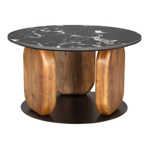 Pemba Collection 29.9 in. Multicolor Round Marble Coffee Table
