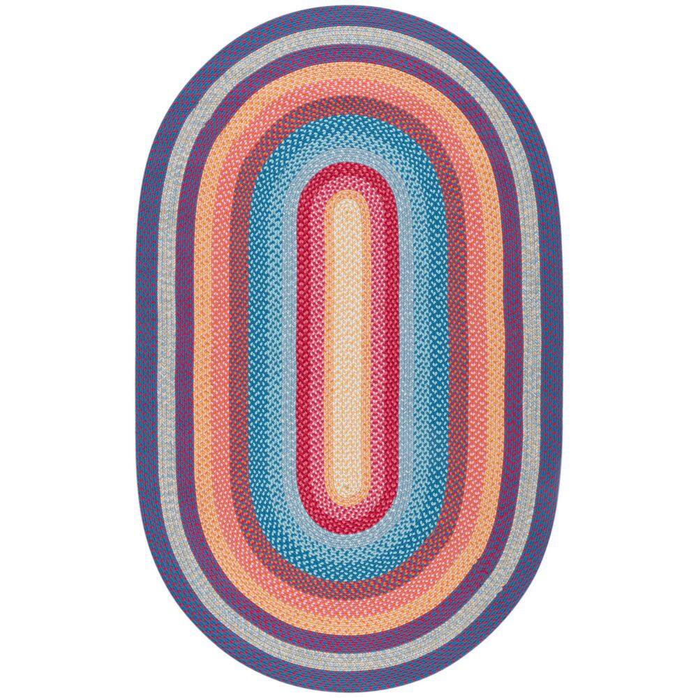 Braided 6 ft. x 9 ft. Red/Orange Machine Washable Border Interlaced Oval Area Rug price history on PriceWatchPro