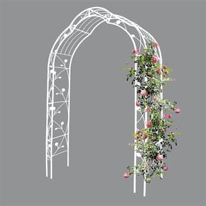 98.4 in. x 59 in. Metal Garden Arch Assemble Freely Arbor Trellis Outdoor Wedding Party Events Archway White
