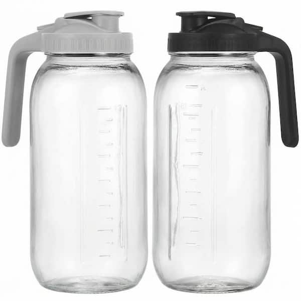 2 Pack Glass Mason Jar Pitcher Set with Lid Soda-Lime Glass Half Gallon Leakproof Wide Mouth for Tea Coffee Juice