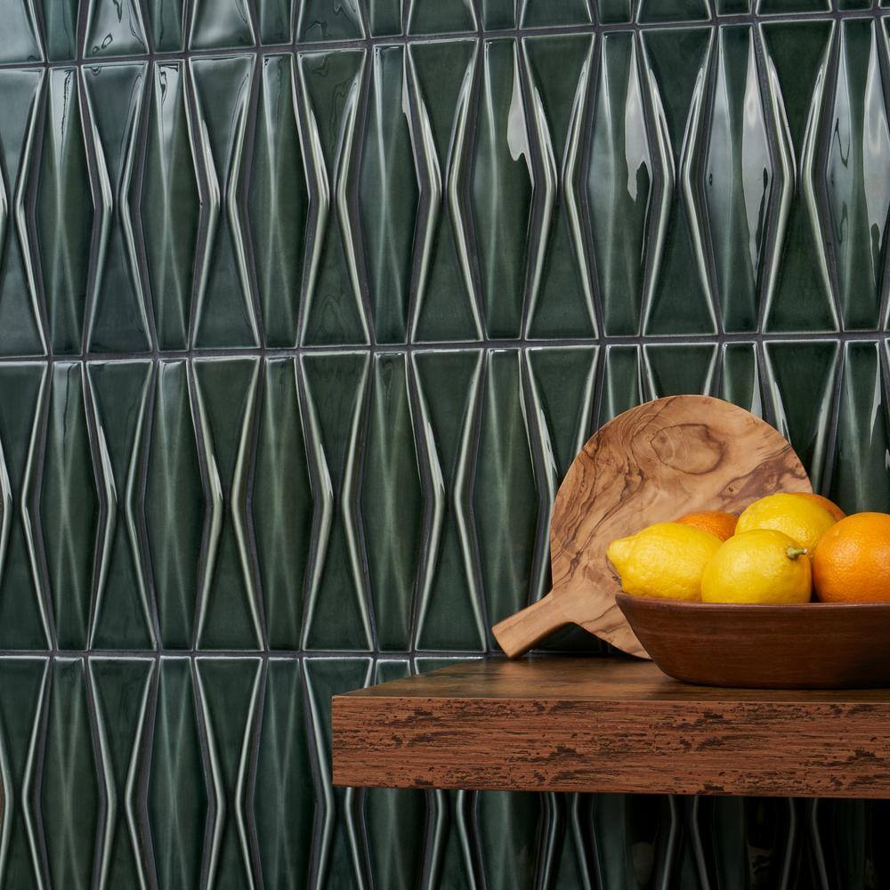 Deep Emerald Glossy Ceramic Mosaic Tile for Walls