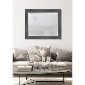 Medium Rectangle Grey Beveled Glass Casual Mirror (34 in. H x 28 in. W)