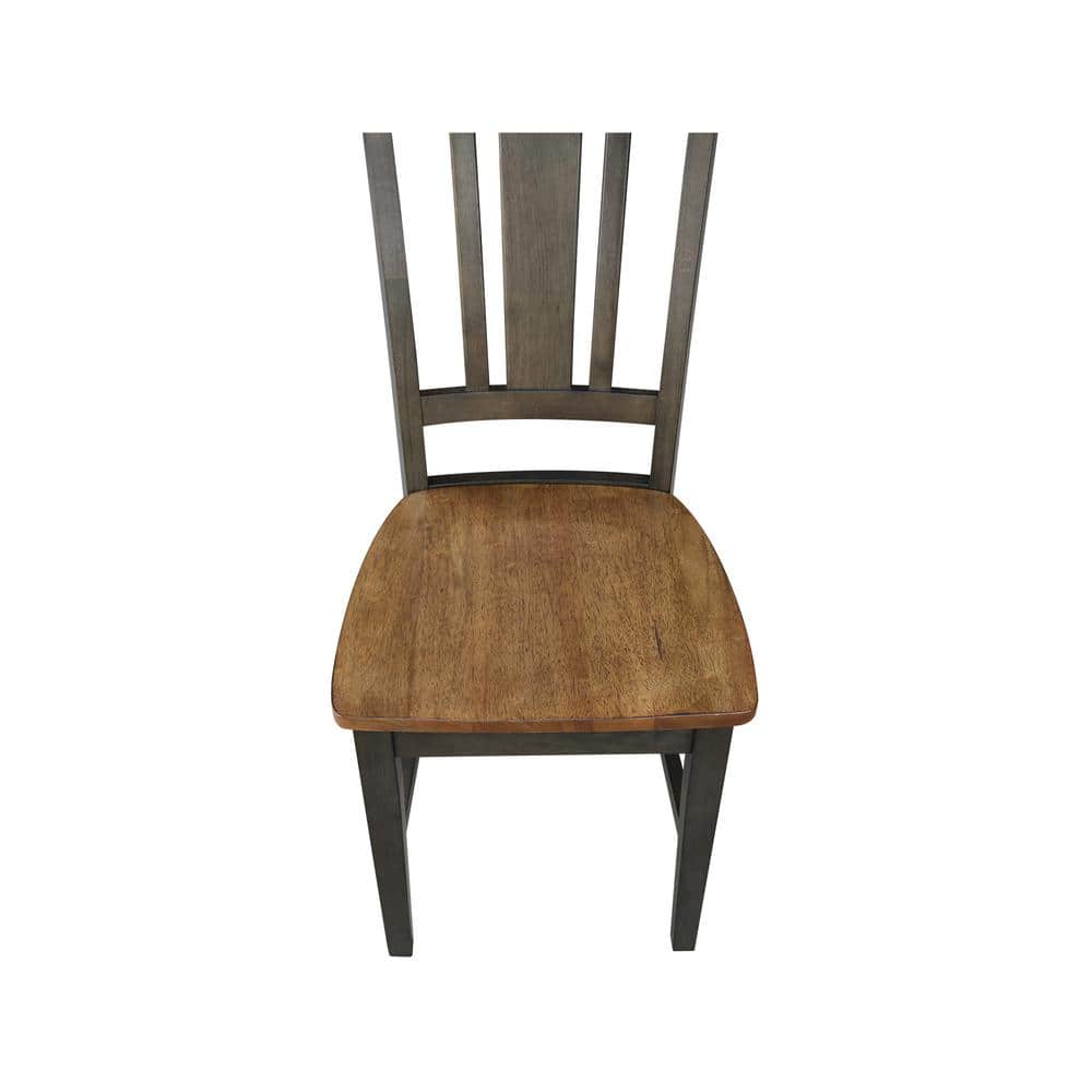 36" Hickory and Washed Coal Solid Wood Dining Set with 2 Chairs