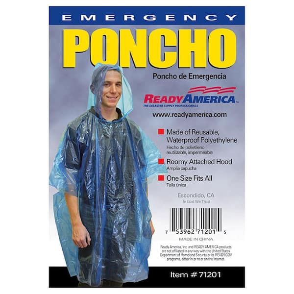 Ready America Emergency Poncho (50-Pack)