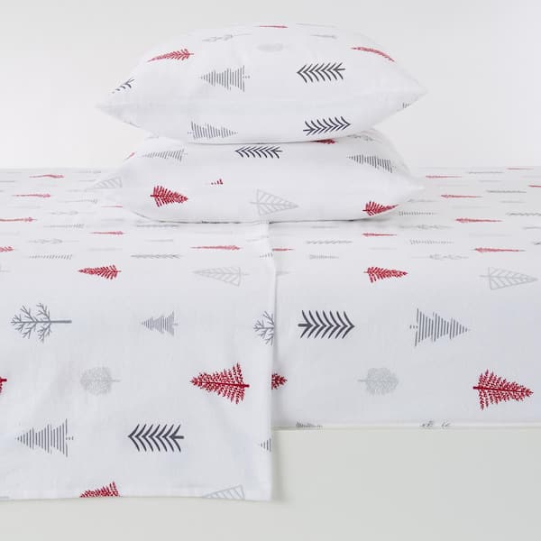FRESHFOLDS 4-Piece Red Printed Turkish Cotton Full Premium Winter Bed Sheet Set