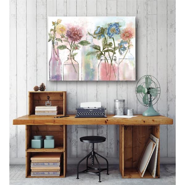 Unbranded 16 in. x 20 in. "Flower in Glass Jar" Canvas Wall Art