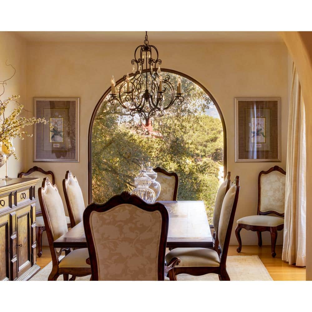 Mocha Bronze 8-Light Crystal Chandelier with Candelabra Bulbs