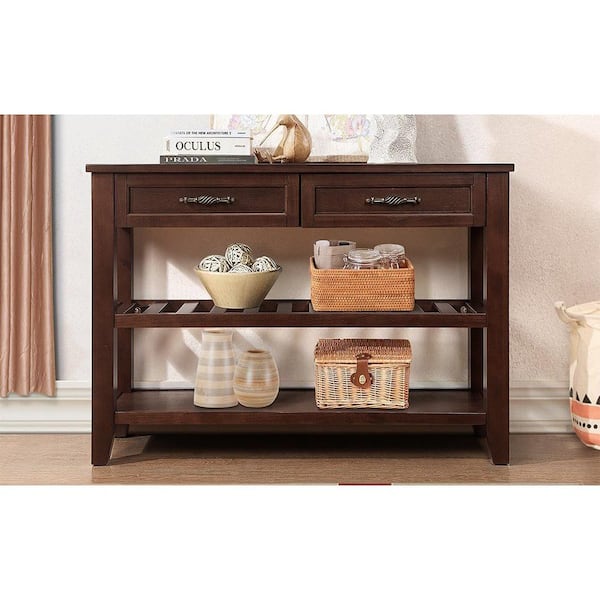 Oaso Rustic Solid Wood Console Table With 3 Drawers.