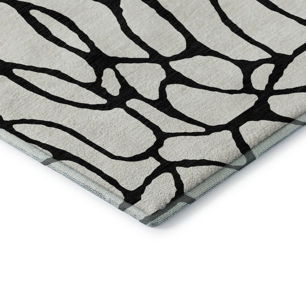 Mayfield Premium Machine Washable Abstract AMF1023 Ivory 9 ft. x 12 ft. Area Rug