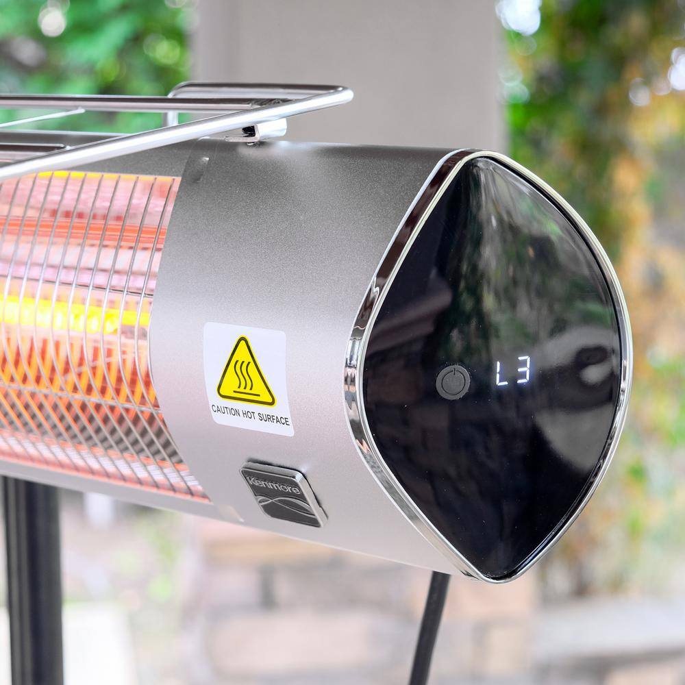 Kenmore Silver Electric Patio Heater with Tripod and Remote