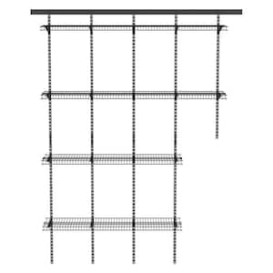 MaxLoad 80.04 in. W x 16.93 in. D Black 4-Shelf Steel Garage Wall Shelf System