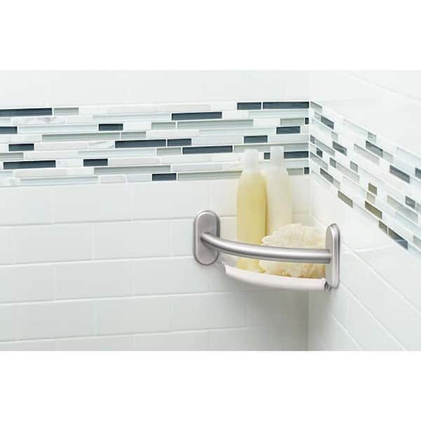Home Care 9 in. x 1 in. Screw Grab Bar with Corner Shelf in Chrome