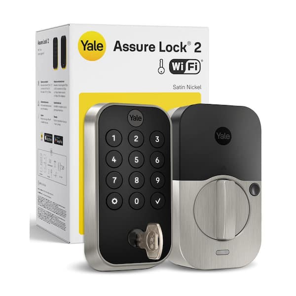 Smart Door Lock with WiFi and Pushbutton Keypad, Satin Nickel Single Cylinder Deadbolt