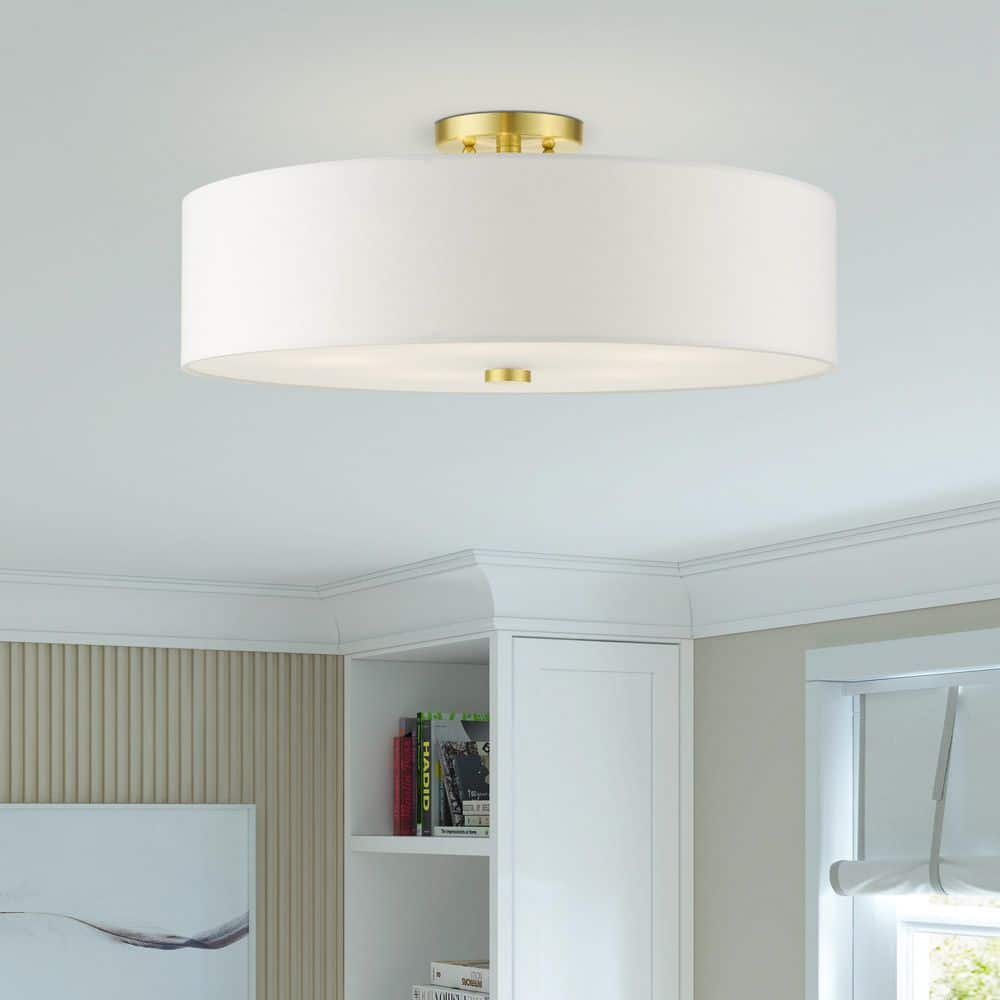 Mercury 5-Light Satin Brass Semi Flush Mount with Off-White Shade price history on PriceWatchPro