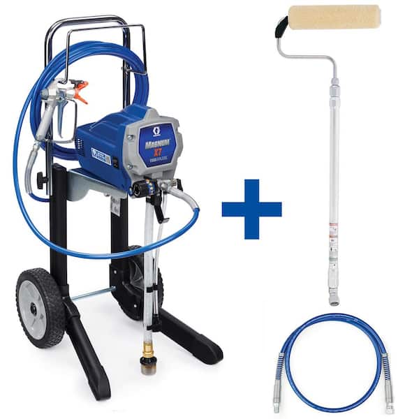 Graco Magnum X7 Cart Airless Paint Sprayer with 4 ft. whip hose and Pressure Roller Kit
