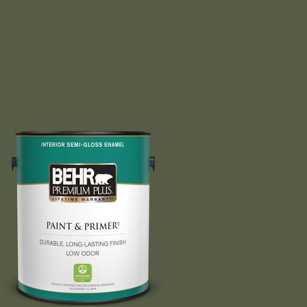 BEHR PREMIUM PLUS 1 gal. #420F-7 Forest Ridge Semi-Gloss Enamel Low Odor Interior Paint & Primer