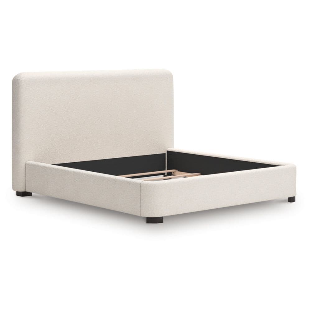 Brandinlane Beige Wood Frame King Panel Bed with Upholstered Design - thumbnail 5