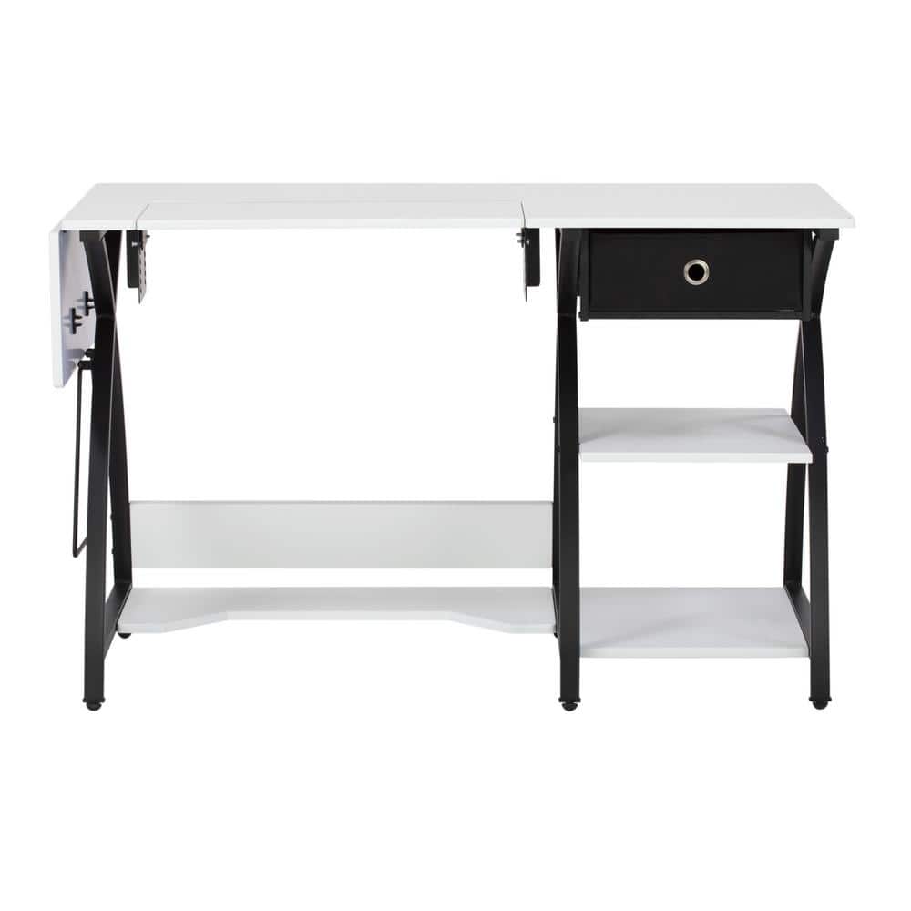 Comet Plus Adjustable Black and White Hobby Desk with Storage