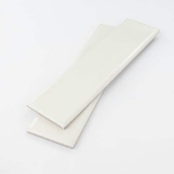 Chateau 3 in. x 6 in. Cream Gloss Ceramic Subway Tile Sample