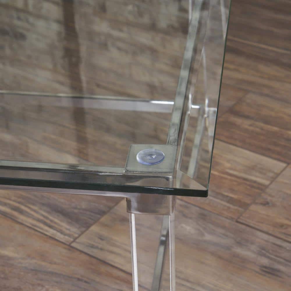 Modern Rectangular Glass Coffee Table with Acrylic and Metal Frame