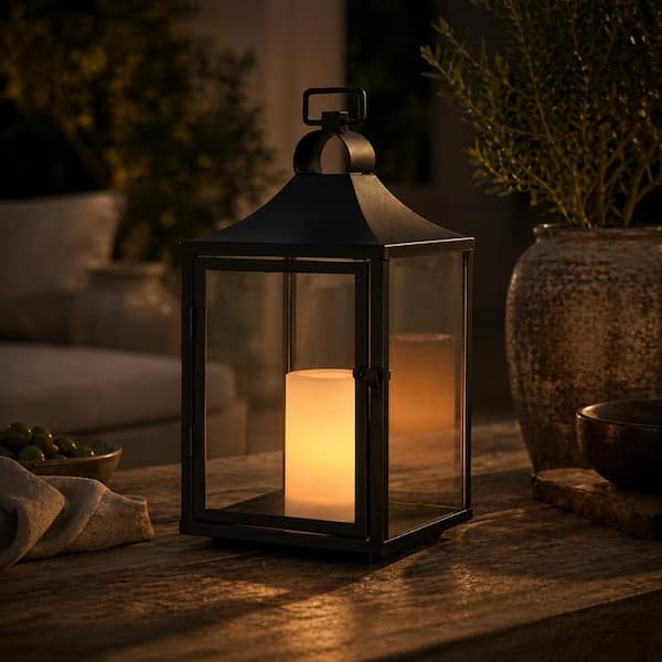 ALOA DECOR H14'' Classic Farmhouse Outdoor Solar Lantern with