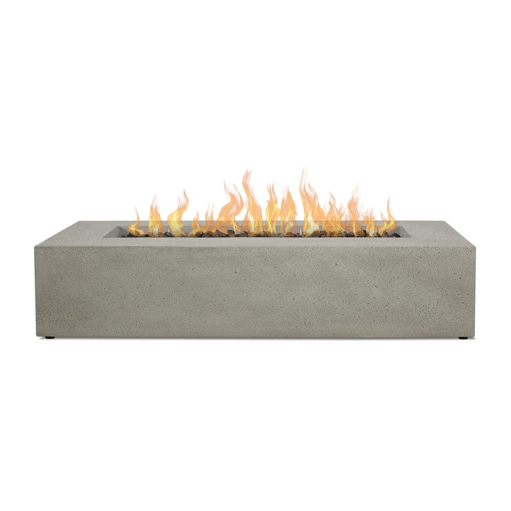 Gray Rectangular Glass Fiber Reinforced Concrete Gas Fire Pit Table
