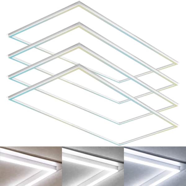 LUXRITE 2 ft. x 4 ft. 5500/6250/7500 Lumens Integrated LED Panel Lights 40W/50W/60W 3 Color Selectable Damp Rated 4 Pack