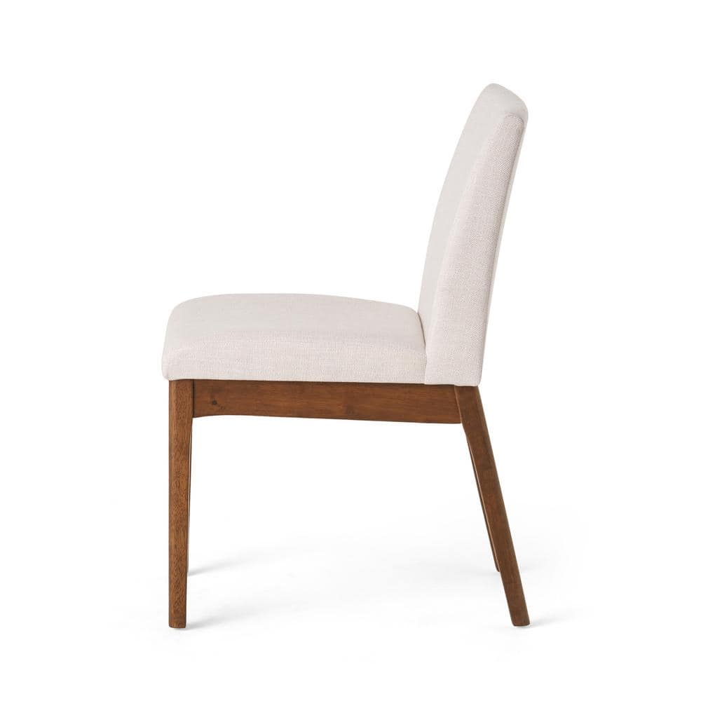 Walnut and Light Beige 7-Piece Mid-Century Modern Dining Set