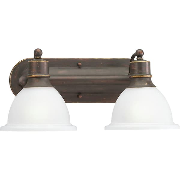 Progress Lighting Madison Collection 2-Light Antique Bronze Etched Glass Traditional Bath Vanity Light