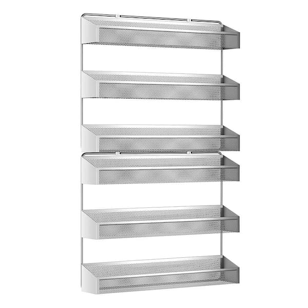 AULEDIO 2-Pack 3-Shelf Metal Wall Mount Spice Rack for Kitchen Cabinet, Silver