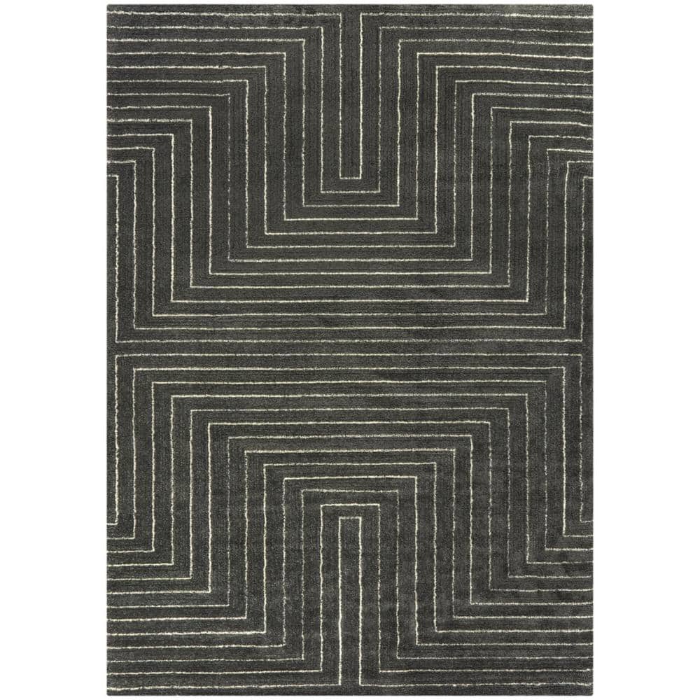 Charcoal Geometric Synthetic 9' x 12' Area Rug