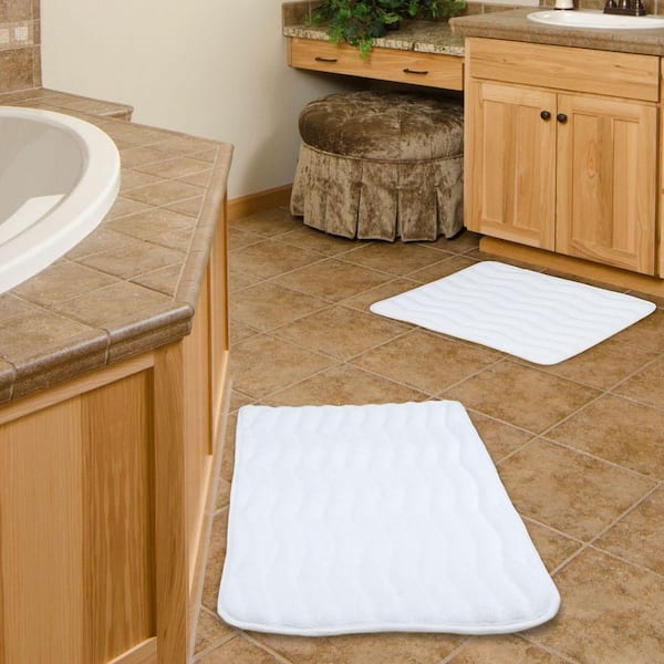 Lavish Home 2-Piece White Memory Foam Bath Mat Set 67-10-W - The Home Depot