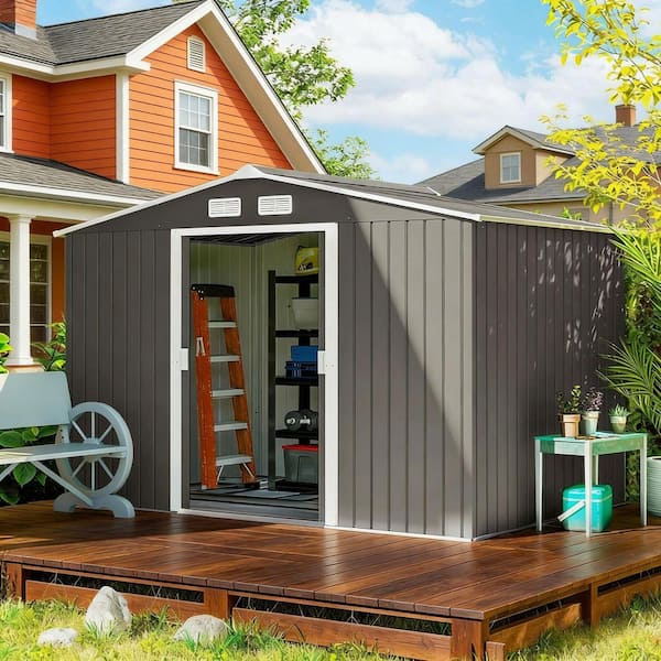 Sudzendf 6 ft. W x 9 ft. D Metal Outdoor Storage Shed with Double