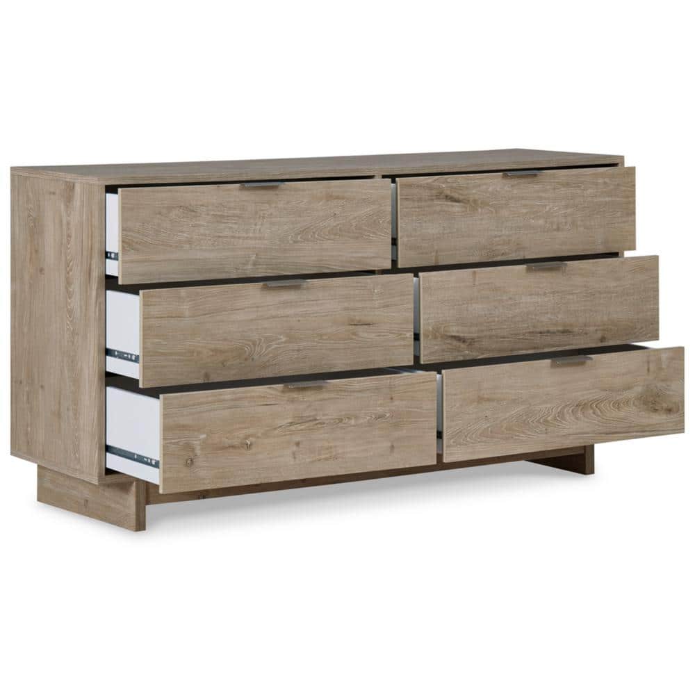 Light Brown 6-Drawer Engineered Wood Dresser