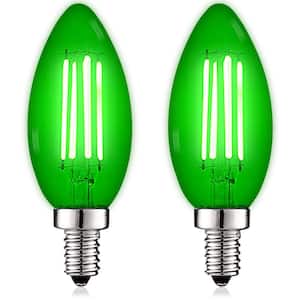 40-Watt Equivalent LED Green Light Bulb, 4.5-Watt, Colored Glass Candelabra Bulb, UL Listed, E12 Base (2-Pack)