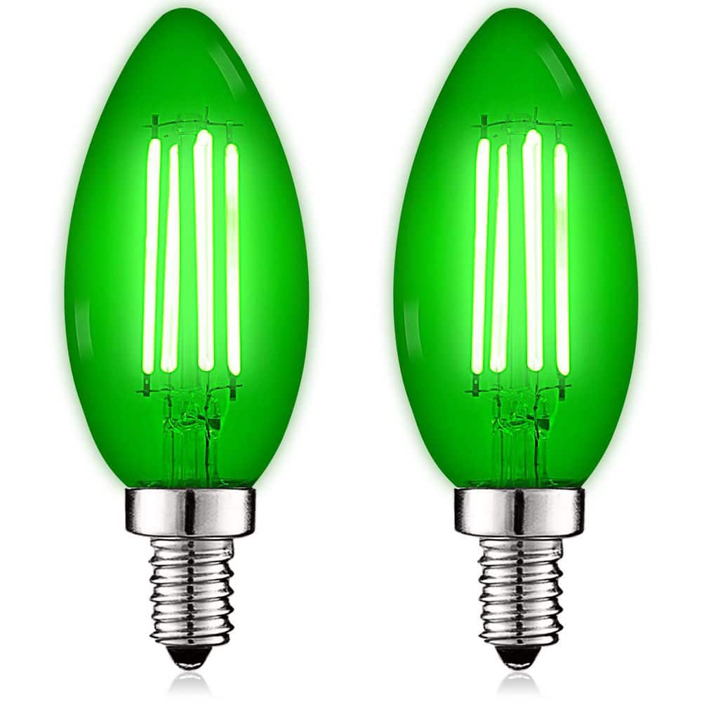 40-Watt Equivalent LED Green Light Bulb, 4.5-Watt, Colored Glass Candelabra Bulb, UL Listed, E12 Base (2-Pack) price history on PriceWatchPro
