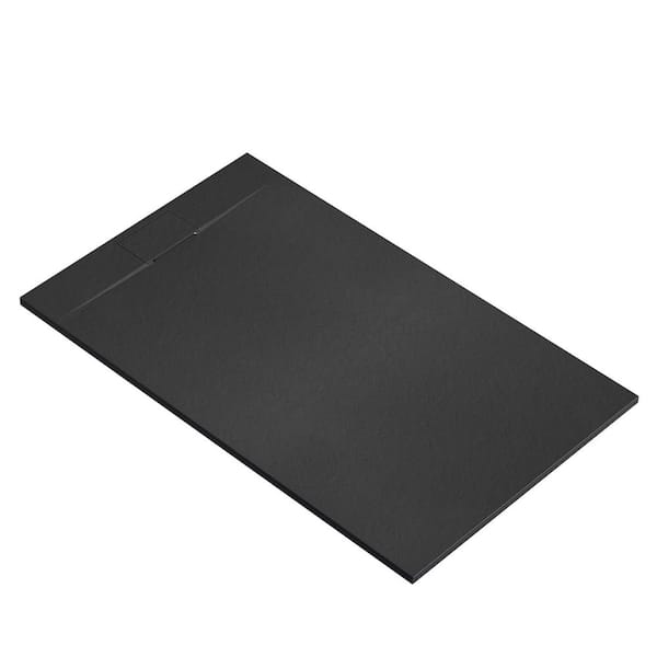60 in. L x 36 in. W Curbless Alcove Shower Pan Base with L/R Drain in Black